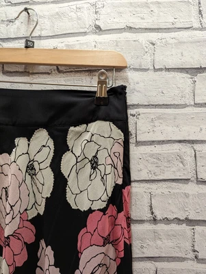 £6.99 • Buy Ladies JAEGER Black Floral Print Sequined Skirt UK 10 CG G09
