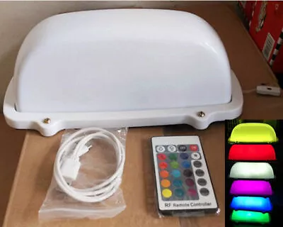 $32.95 • Buy Taxi Cab Logo Car Blank DIY Roof Top Light Rechargeable 7 Color Change Wireless 
