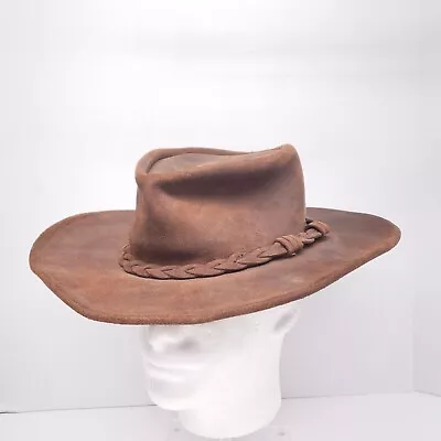 Minnetonka Since 1946 Walkabout Hat Genuine Suede Leather Brown Mens Size M • $19.99