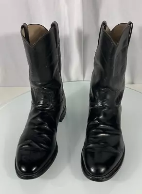 Justin Boots Men's 10 D Jackson Roper 3133 Black Leather Western Cowboy Vintage • $49.99