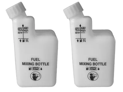 2 X Fuel Petrol Mixing Bottle 2 Stroke Oil For Strimmer Chainsaw 25:1 40:1 50:1 • £10.98