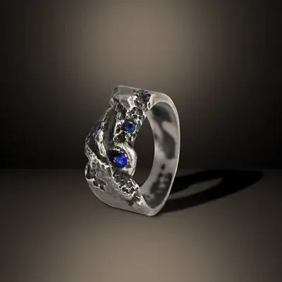Blue Sapphire Ring 925 Sterling Silver Men's Ring Gift For Him Promise Ring. • $60.29