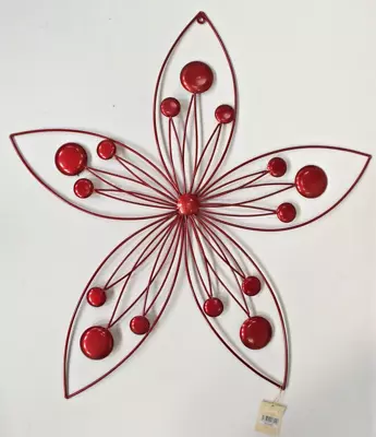 Flower Contemporary Metal Wall Art Decor Sculpture Red Colour • £12.99