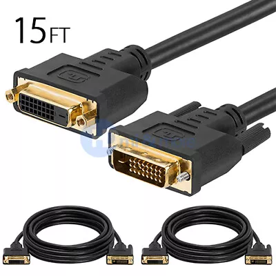 2x 15 FT DVI-D Male To DVI-D Female M/F Extension Cable For Monitor HDTV PC TV • $22.79