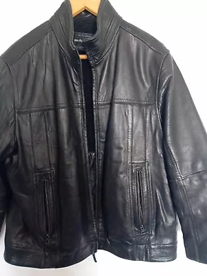 M&S Autograph Range Leather Jacket Men's XL Black   • £29.99
