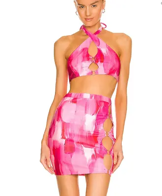 Farai London X Revolve Eko 2 Pc Set In Bubblegum Pink Skirt Top Party Sz M • $164.39