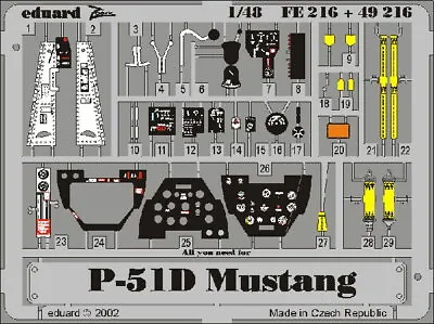 Eduard Models 1/48 P-51D Mustang Colour Photoetch Set Vol.2 For Tamiya Kit • $11.50