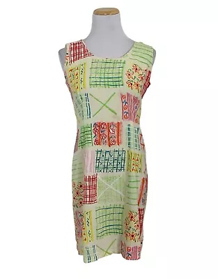 Vintage Jams World Sheath Dress Hawaiian Ceanny Womens M Patchwork Madras Like • $19.99