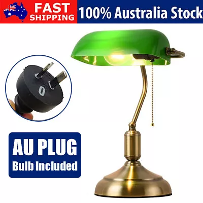 Traditional Bankers Lamp Vintage Brass Office Home Reading Bright Lamp Decor AUS • $65.98