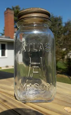 Vintage Atlas Mason Strong Shoulder Miniature Glass Jar Coin Bank Unused • $12.50