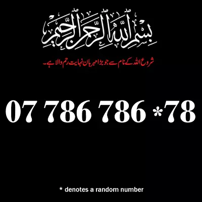 786 786 Bismillah Gold Mobile Number Memorable VIP Holy Sim Card 786 • £249