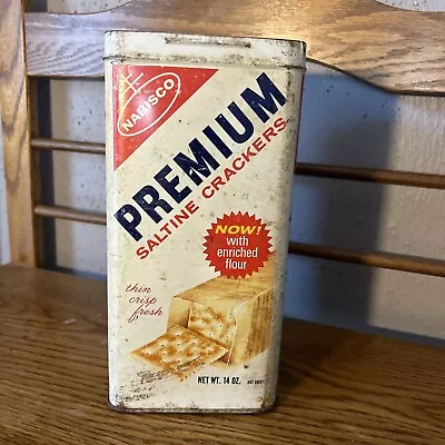 Vintage 1960s Nabisco Premium Saltine Cracker Tin Kitchen Canister / No Lid • $5