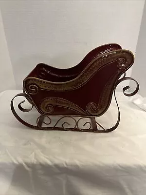 Christmas Red Metal Sleigh 12  X 8 3/4  X 4 1/2  • $20