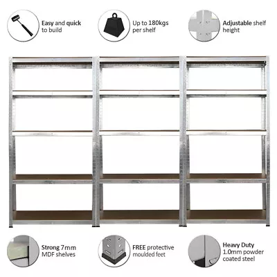 Panana 1.8M/1.5M Metal Shelving Units Warehouse Racking Shelf MDF Shelves • £38.99