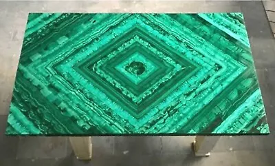 Overlaid With Malachite Stone Coffee Table Top Handcrafted Patio Center Table • $1858.50