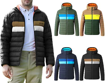 Men's Hooded Quilted Puffer Jacket Packable Lightweight Winter Ski 650 Down Coat • $48.99