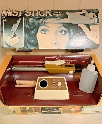 Vintage 1973 NOS Sunbeam Cordless Mist Stick Curler Curling Iron Movie Prop • $59.95