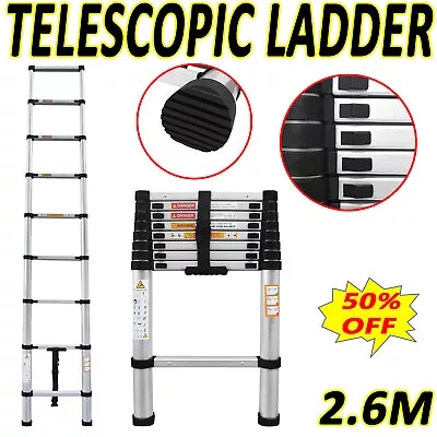 Multi Purpose Aluminium Telescopic Ladder 2.6M/8.5FT Folding Extension Ladders • $76.37