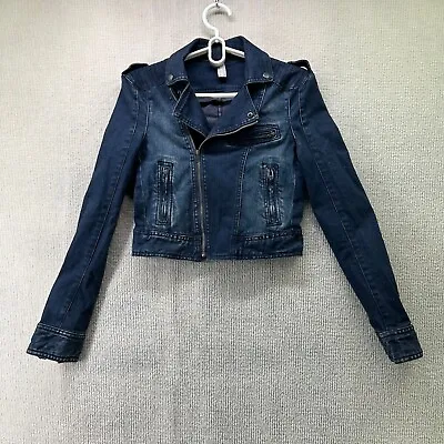 $24.95 • Buy Jeanswest Womens Denim Jacket Size 8 Blue Cropped Collared Full Zip Pockets Top