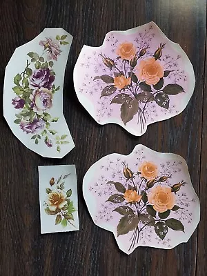 Vintage Rose Flower Decals For Ceramics Lot Of 4 Ranging In Size From 3.5  To 7  • $6.95