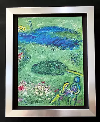 Marc Chagall + 1977 Beautiful Signed  Vintage Print New Frame + Coa +buy It Now! • $200