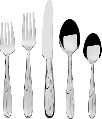 Mikasa 5061639 Cocoa Blossom 65-Piece 18/10 Stainless Steel Flatware Set With Ho • $118.01