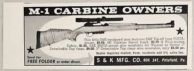 1965 Print Ad M-1 Carbine With S & K Insta-Mount Scope PittsfieldPennsylvania • $8.98