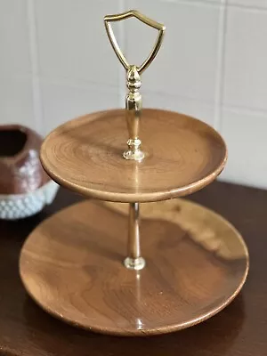 Vintage Mid-Century Myrtlewood Two-Tier Tidbit Serving Charcuterie PARTY TRAY • $36