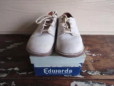 Pair Of Vtg Edwards Toddler's Shoes White Walking Childs Size 8c With Orig Box • $9.95