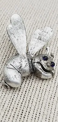 Bumble Bee Shaped Brooch Silver Tone - Signed JJ Jonette Vintage 1.75 ' • $9