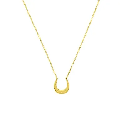 Mini Horse Shoe Adjustable Chain Necklace Real 14K Yellow Gold Up To 18  • $95.69