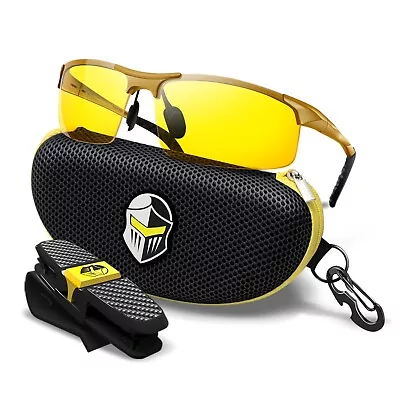 BLUPOND Knight Visor Glasses For Driving  - Yellow Tint Anti Glare For Nighttime • $12