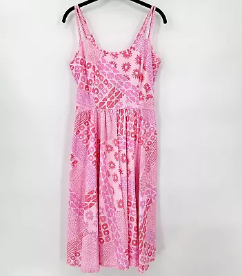 VTG Malia Women's Pink & White Summer Dress W/ Pockets Built In Bra 1970's • $41.25