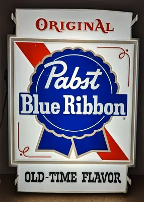 Pabst Blue Ribbon PBR Beer Old-Time Flavor 2-sided Window Lighted Sign 21x15.5  • $299.99