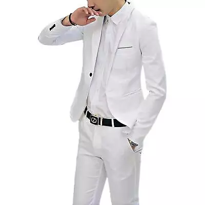 FEESHOW Mens Slim Fit 2-Piece Business Wedding Prom Suit Jacket Blazer Pants Set • $30.35