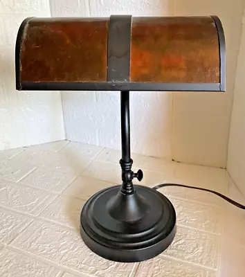 Amber Mica  Style Bankers Desk Lamp Portable Luminaire 60W Mission NICE! • $39.99
