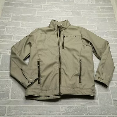 Cinch Jacket Adult XL Beige Full Zip Pockets Windbreaker Mock Neck Hardshell • $47.44