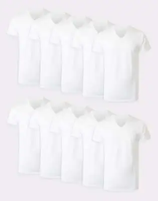 $34.90 • Buy Hanes Men's Undershirt 10-Pack ComfortSoft White V-Neck T-Shirt Tee Short Sleeve