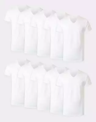 $34.90 • Buy Hanes Men's Undershirt 10-Pack ComfortSoft White V-Neck T-Shirt Tee Short Sleeve