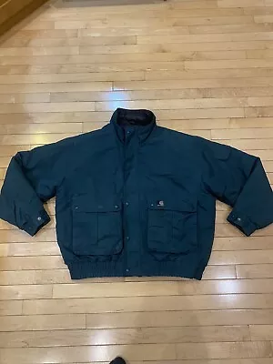 Vintage Carhartt Men’s Green Canvas Chore Duster Jacket Size Large • $64.99