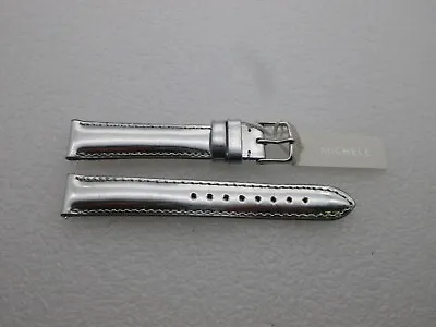 Genuine Michele 16mm Metallic Silver  Patent Watch Band Strap New • $24.77