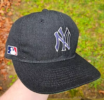 Vtg New York Yankees Snapback Hat Wool Sports Specialties Plain Side Logo Black • $750