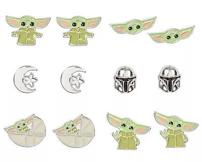 Star Wars The Mandalorian Baby Yoda 6 Pack Costume Jewelry Stud Earrings Set • $19.99