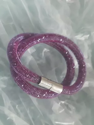 Pretty Purple Mesh Wrap Bracelet Filled With Sparkly Crystals - Magnetic Clasp • £3.94