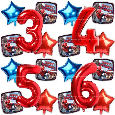 Spiderman Happy Birthday Balloons Superhero Party Decorations Blue Red Helium • £11.99