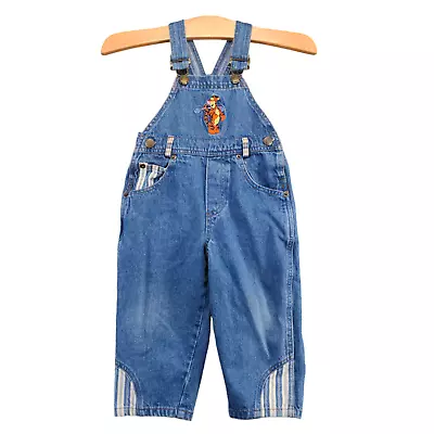 Pooh Baby Toddler Denim Bib Overalls Blue 2T Tigger Embroidered Cotton Vintage • $30