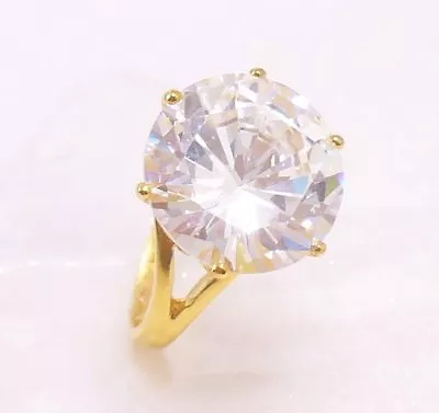 Women Solitaire Ring Cubic Zirconia 24K Gold Plated L M N Engagement From UK • £16.44