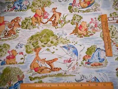 Disney Fabric By The Yard Winnie The Poohs Day In The Park Cotton Vtg #B • $14.87