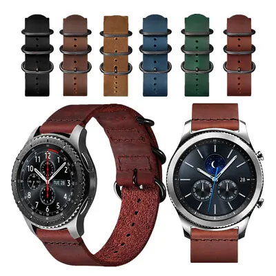 Vintage Distressed Leather Watch Strap Band W/ Ring Clasp For Samsung Gear S3 S2 • $14.99