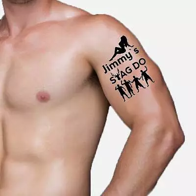 Personalised Temporary Stag Do Tattoos - Add Any Name/Text - Pack Of 1 6 Or 12 • £1.99